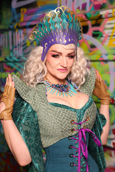 15. Cropped Faerie Corset in Mint Tiles - The Feylustrium Collection