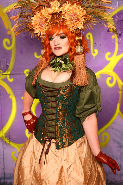 Aurora Corset in Emerald & Gold Medallion #1 - Moss & Maple Collection