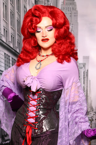 Wench Corset in Plum & Silver Medallion #89 - The "Menis to Sasiete" Collection