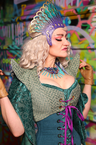 15. Cropped Faerie Corset in Mint Tiles - The Feylustrium Collection