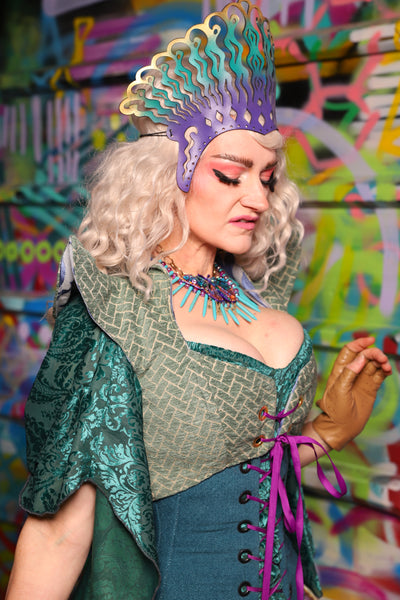 15. Cropped Faerie Corset in Mint Tiles - The Feylustrium Collection