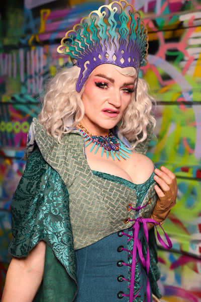 15. Cropped Faerie Corset in Mint Tiles - The Feylustrium Collection