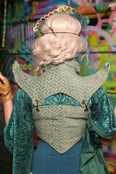 15. Cropped Faerie Corset in Mint Tiles - The Feylustrium Collection