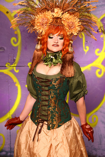 Aurora Corset in Emerald & Gold Medallion #1 - Moss & Maple Collection