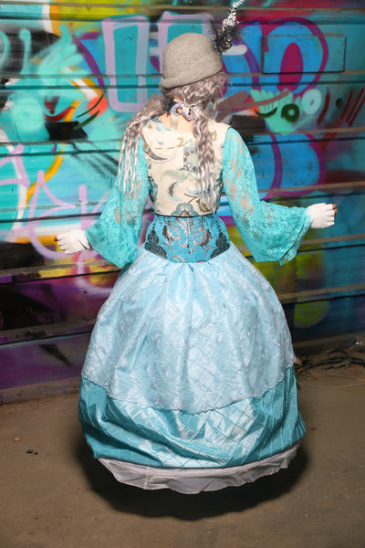 66. Tulip Skirt in Glass Blue Pintuck w/Lace Overlay - The "Love at Frost Sight" Collection