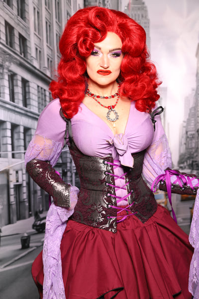 Petite Vixen Corset in Plum & Silver Medallion #57 - The "Menis to Sasiete" Collection