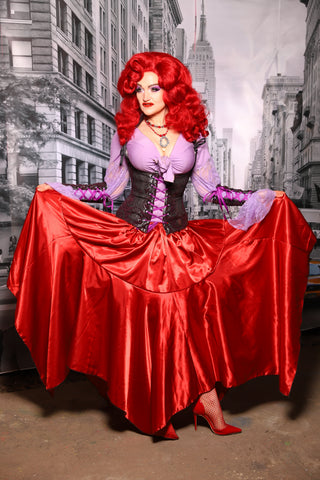 Drop Waist Fairy Skirt in Scarlet Red Satin #29 - The "Menis to Sasiete" Collection