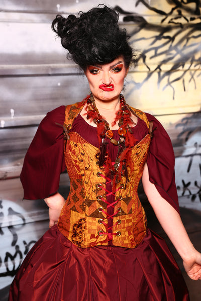 Heidi Corset in Swirly Leaves Patchwork - The Sanderson Sisters Collection