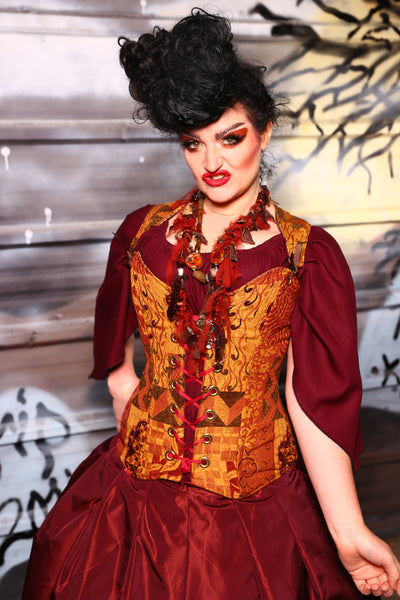 Heidi Corset in Swirly Leaves Patchwork - The Sanderson Sisters Collection