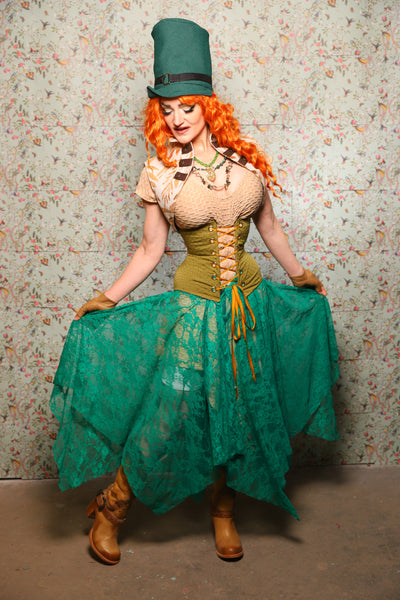 Fairy Skirt in Emerald Green Stretch Lace - Lucky Day Collection