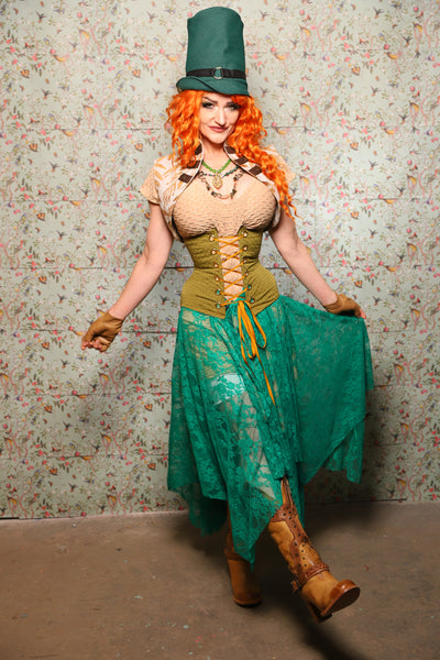 Fairy Skirt in Emerald Green Stretch Lace - Lucky Day Collection