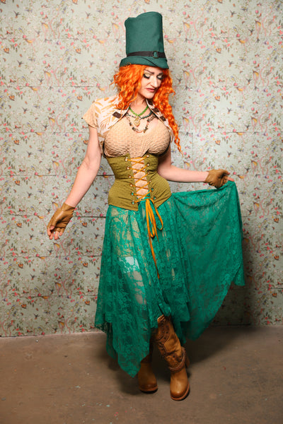 Fairy Skirt in Emerald Green Stretch Lace - Lucky Day Collection
