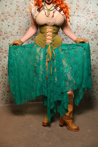 Fairy Skirt in Emerald Green Stretch Lace - Lucky Day Collection
