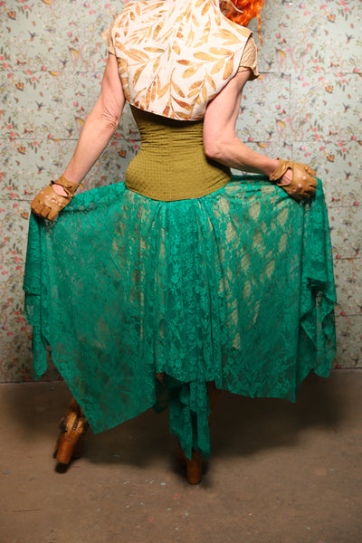 Fairy Skirt in Emerald Green Stretch Lace - Lucky Day Collection