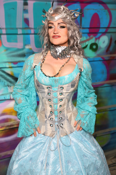 32. Marie Overbust Corset in Frosted Tesserae - The "Love at Frost Sight" Collection