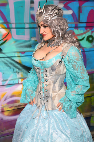 32. Marie Overbust Corset in Frosted Tesserae - The "Love at Frost Sight" Collection