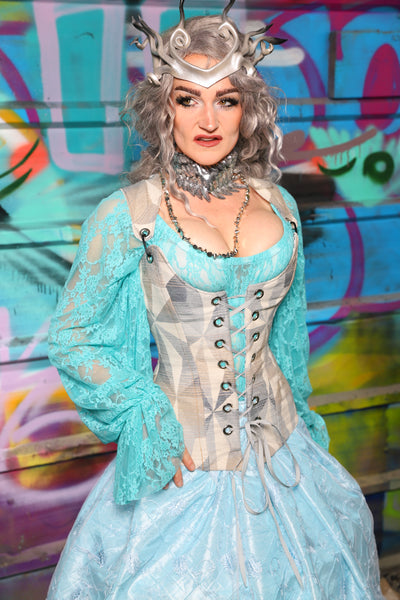 32. Marie Overbust Corset in Frosted Tesserae - The "Love at Frost Sight" Collection
