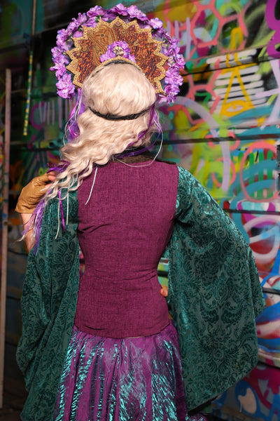 05. Courtier Corset w/fold over collar in Byzantine Heather - The Feylustrium Collection