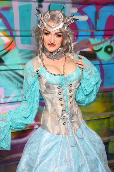 32. Marie Overbust Corset in Frosted Tesserae - The "Love at Frost Sight" Collection