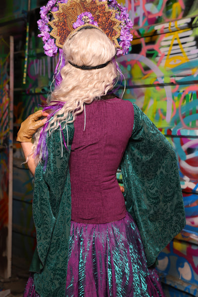 05. Courtier Corset w/fold over collar in Byzantine Heather - The Feylustrium Collection