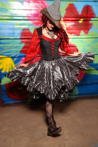 Mini Fairy Skirt w/ruffle in Metal Armor Pintuck - Day 18 of 22 Days of Damsel
