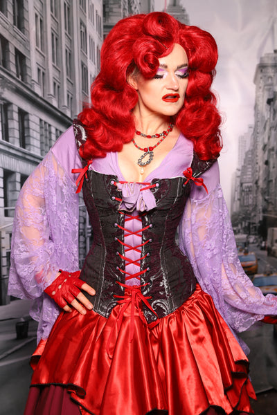 Aurora Corset in Plum & Silver Medallion #07 - The "Menis to Sasiete" Collection