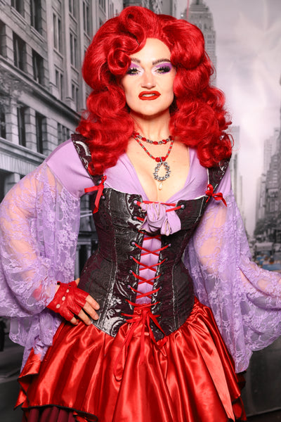 Aurora Corset in Plum & Silver Medallion #07 - The "Menis to Sasiete" Collection