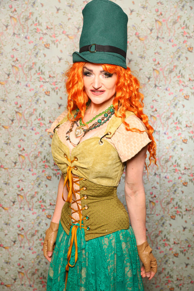 Cropped Courtier in Lime Green Upholstery *PLEASE order by BUST Measurement, NOT waist!* -Lucky Day Collection