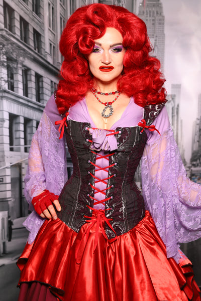 Aurora Corset in Plum & Silver Medallion #07 - The "Menis to Sasiete" Collection