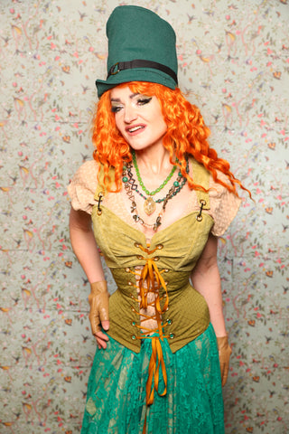 Cropped Courtier in Lime Green Upholstery *PLEASE order by BUST Measurement, NOT waist!* -Lucky Day Collection