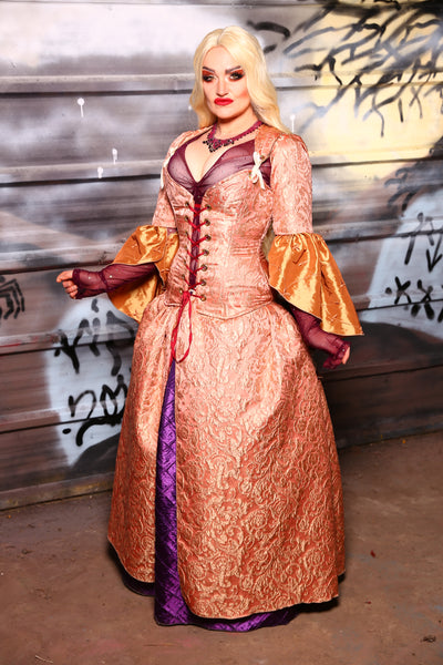 Queenie Split Front Overskirt w/ Big Pocket in Sarah Swirl Vines - The Sanderson Sisters Collection