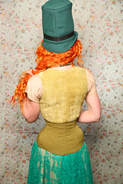 Cropped Courtier in Lime Green Upholstery *PLEASE order by BUST Measurement, NOT waist!* -Lucky Day Collection