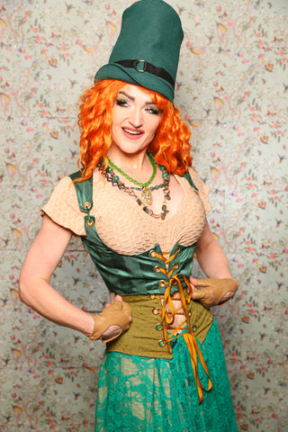 Cropped Vixen in Verdant Green Satin Stripe -Lucky Day Collection