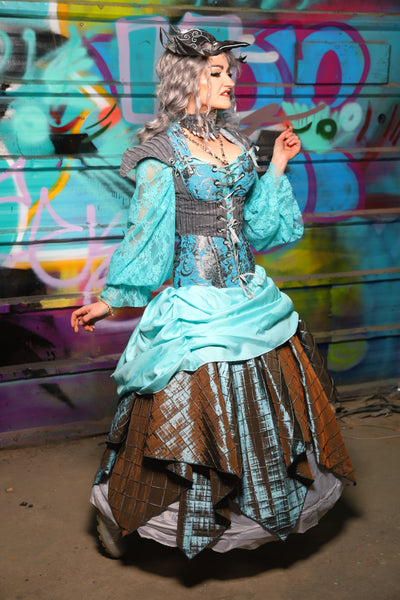 61. Swoon Skirt in Aqua Satin - The "Love at Frost Sight" Collection