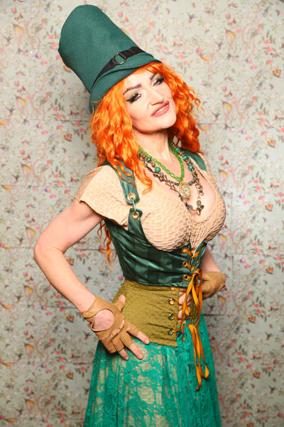 Cropped Vixen in Verdant Green Satin Stripe -Lucky Day Collection