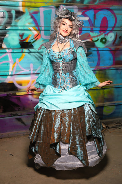 61. Swoon Skirt in Aqua Satin - The "Love at Frost Sight" Collection