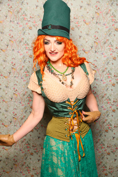 Cropped Vixen in Verdant Green Satin Stripe -Lucky Day Collection