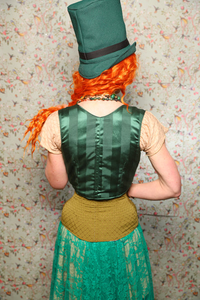 Cropped Vixen in Verdant Green Satin Stripe -Lucky Day Collection