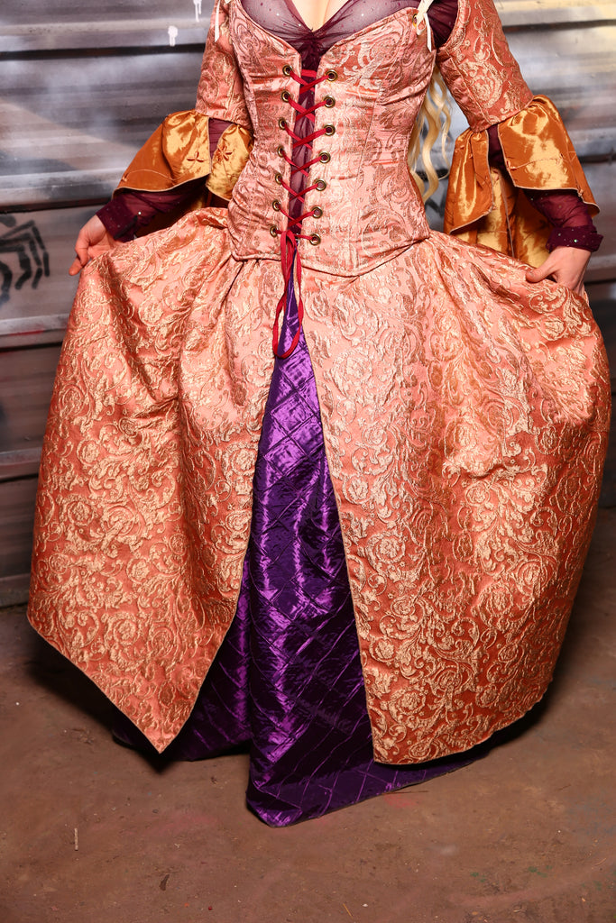 Queenie Split Front Overskirt w/ Big Pocket in Sarah Swirl Vines - The Sanderson Sisters Collection