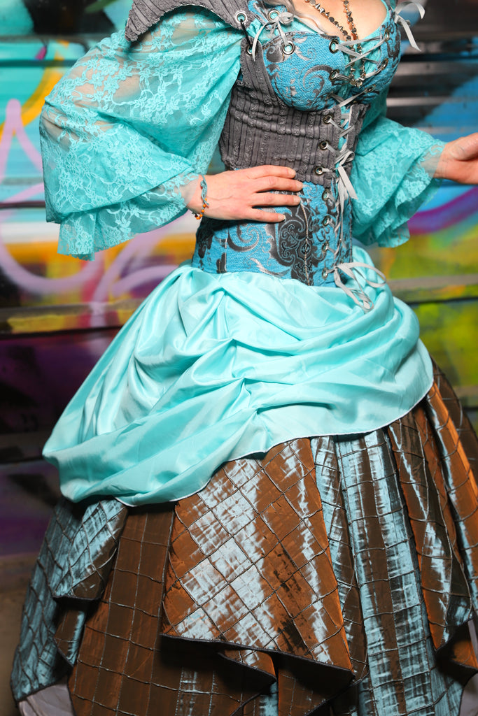 61. Swoon Skirt in Aqua Satin - The "Love at Frost Sight" Collection