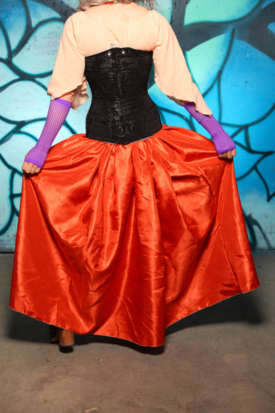 Tulip Skirt in Pumpkin Shantung - The "Pumpkins, Screams & Corset Dreams" Collection