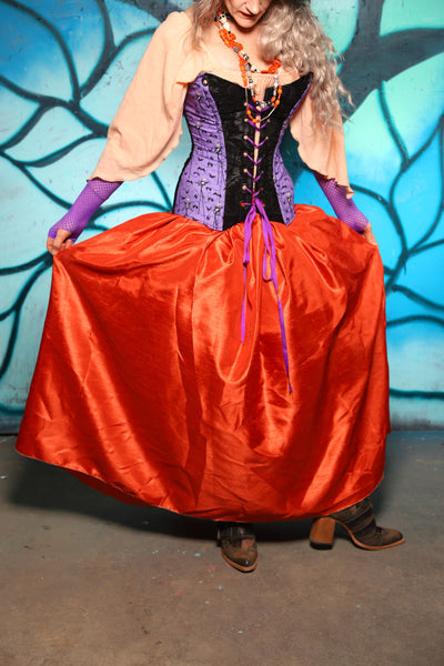 Tulip Skirt in Pumpkin Shantung - The "Pumpkins, Screams & Corset Dreams" Collection