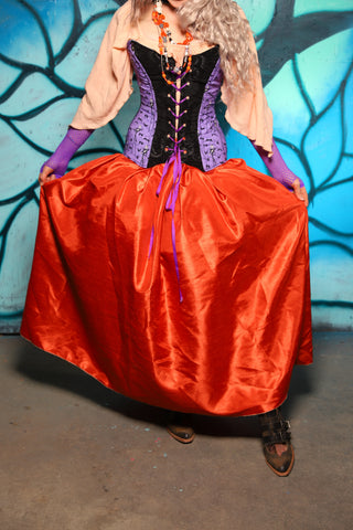 Tulip Skirt in Pumpkin Shantung - The "Pumpkins, Screams & Corset Dreams" Collection