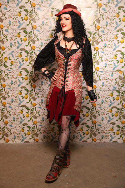 Mini Fairy Skirt in Crimson Matte Reverse Crepe Satin - The Wandering Minstrel Collection