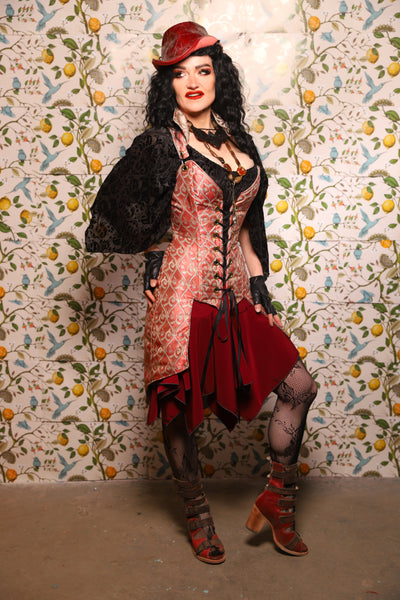 Mini Fairy Skirt in Crimson Matte Reverse Crepe Satin - The Wandering Minstrel Collection