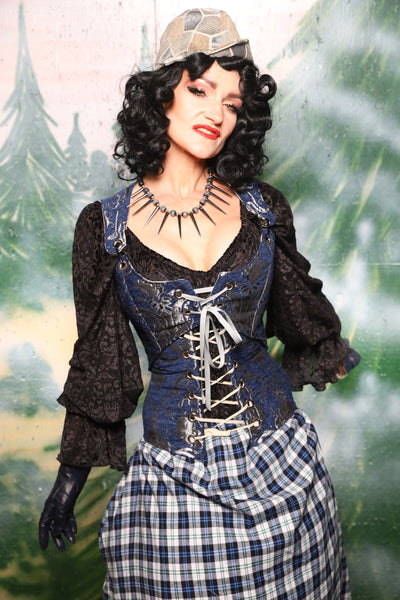 Cropped Marie in Blue & Silver Medallion *PLEASE order by BUST Measurement, NOT waist!* - Day 5 of 12 Days of Christmas