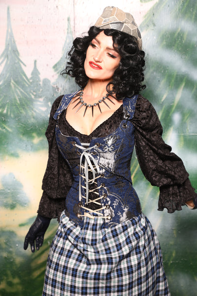 Cropped Marie in Blue & Silver Medallion *PLEASE order by BUST Measurement, NOT waist!* - Day 5 of 12 Days of Christmas