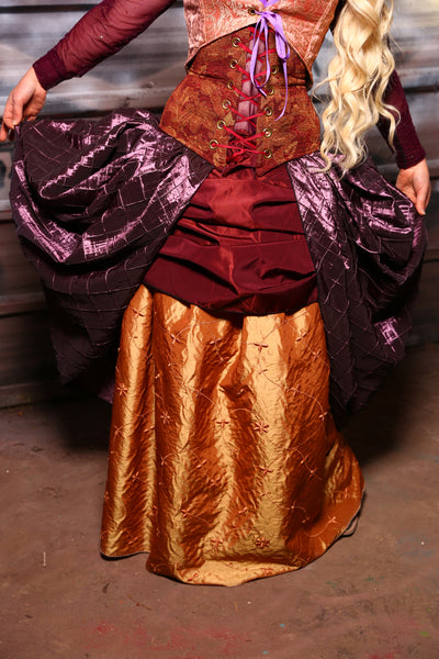 Split Front Overskirt in Plum Pintuck - The Sanderson Sisters Collection