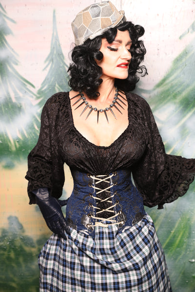 Petite Wench Corset in Blue & Silver Medallion - Day 5 of 12 Days of Christmas