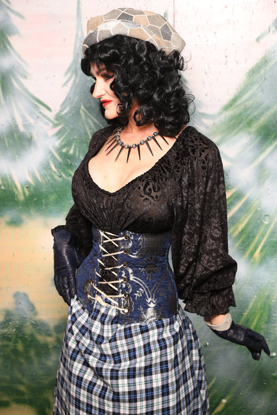 Petite Wench Corset in Blue & Silver Medallion - Day 5 of 12 Days of Christmas